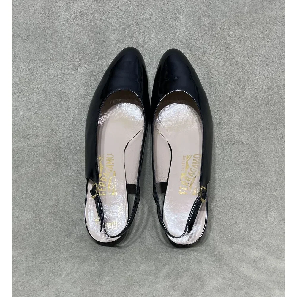 Salvatore Ferragamo Leather Slingback Pumps - Size 10 - Picture 1 of 3